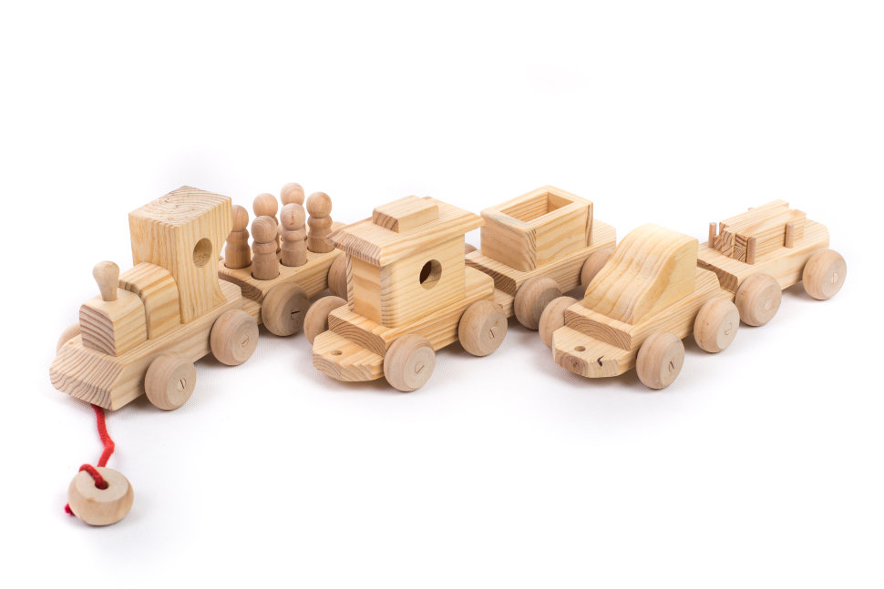 Деревянная игрушка Паровоз (6 вагонов)